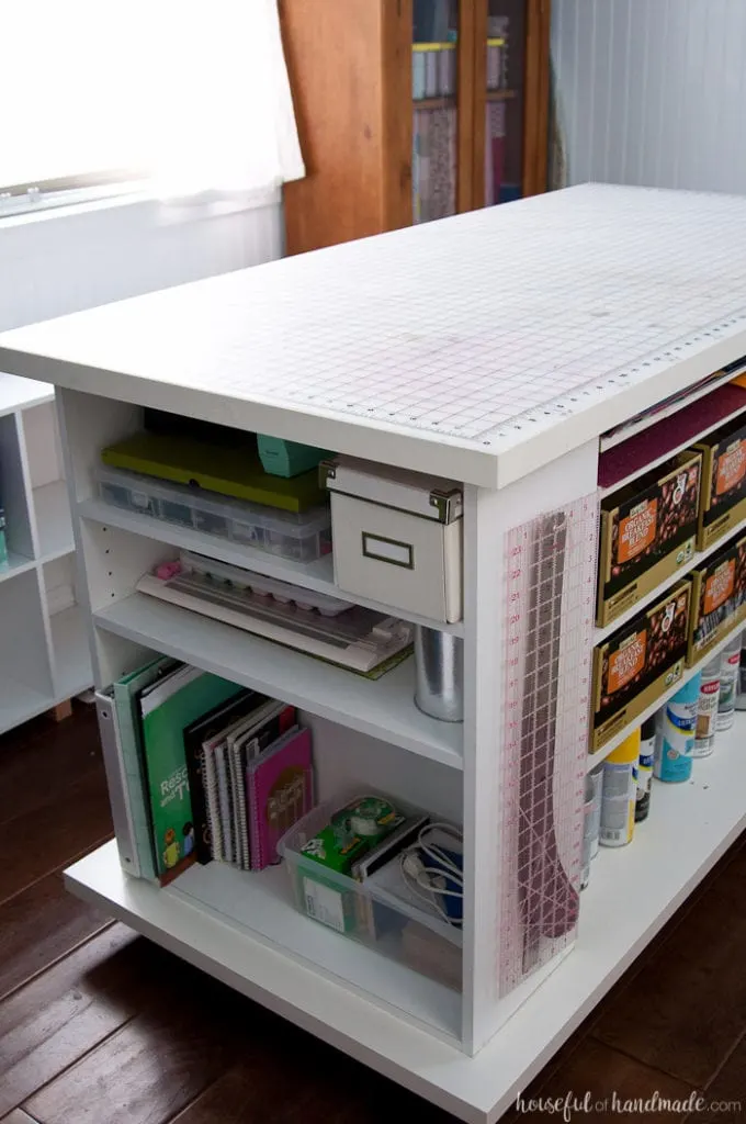 Upcycled Bookcase Rolling Work Table - Houseful of Handmade